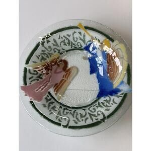 PEGGY KARR FUSED GLASS HEAVENLY ANGELS 10 3/4 inch BOWL